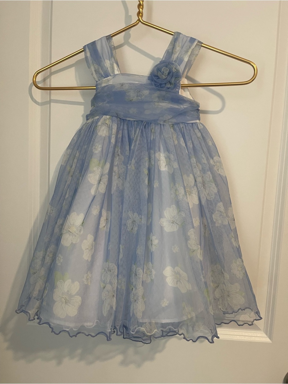 Girls Light Blue Floral Tulle Party Dress size 3T